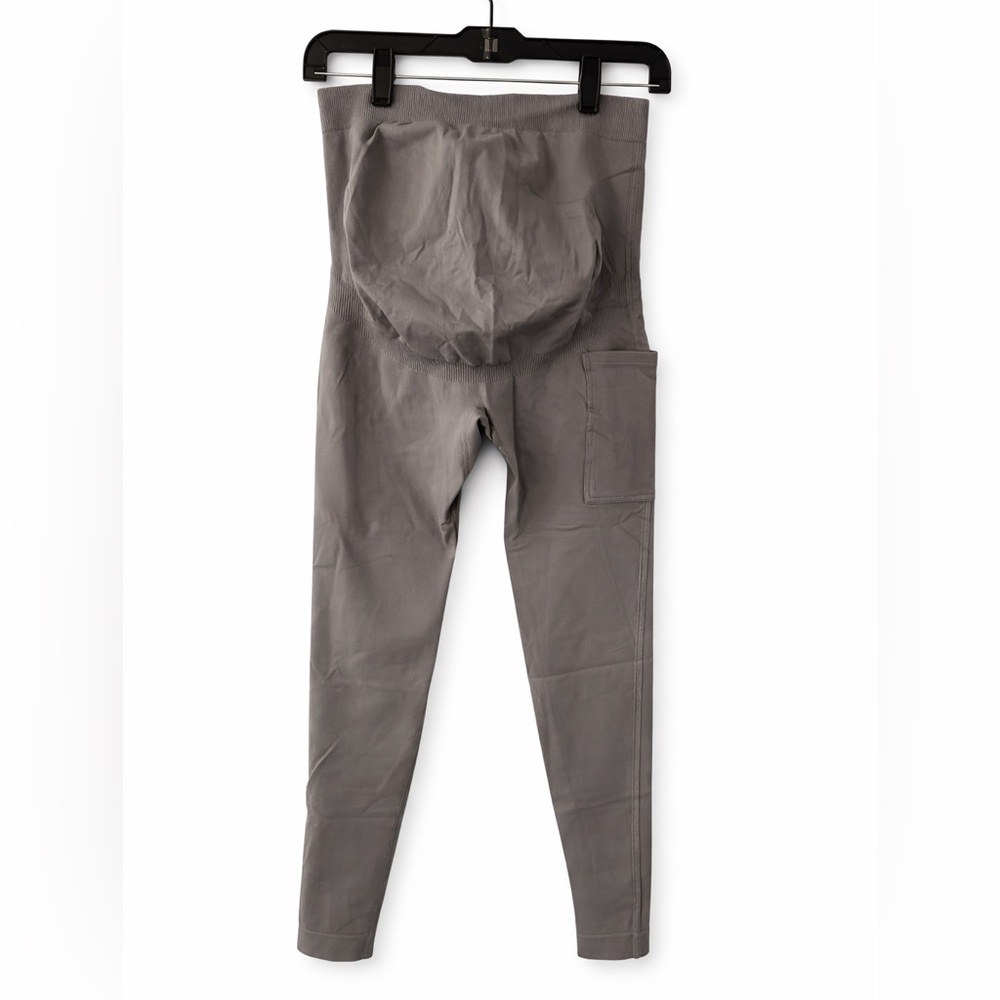 Gray Maternity Leggings Size S Over Belly Pocket Yoga Pants